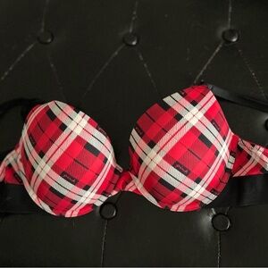 Plaid Red and Black Bra
